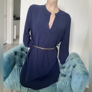 Naked Zebra Navy Long Sleeved Blouse Dress M